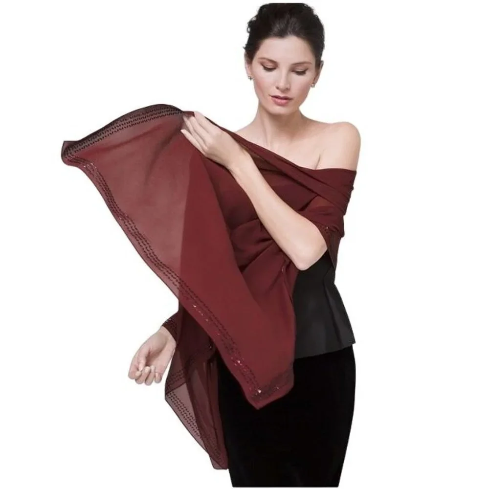 White House Black Market Wrap Scarf Sheer Embellished NEW $89 Romantic Feminine